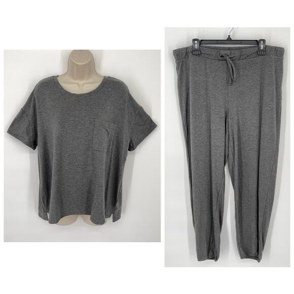 Alfani NWT Women's 2 Piece PJ Set Sleepwear Shirt & Pants Size L HY Charcoal - Picture 1 of 11